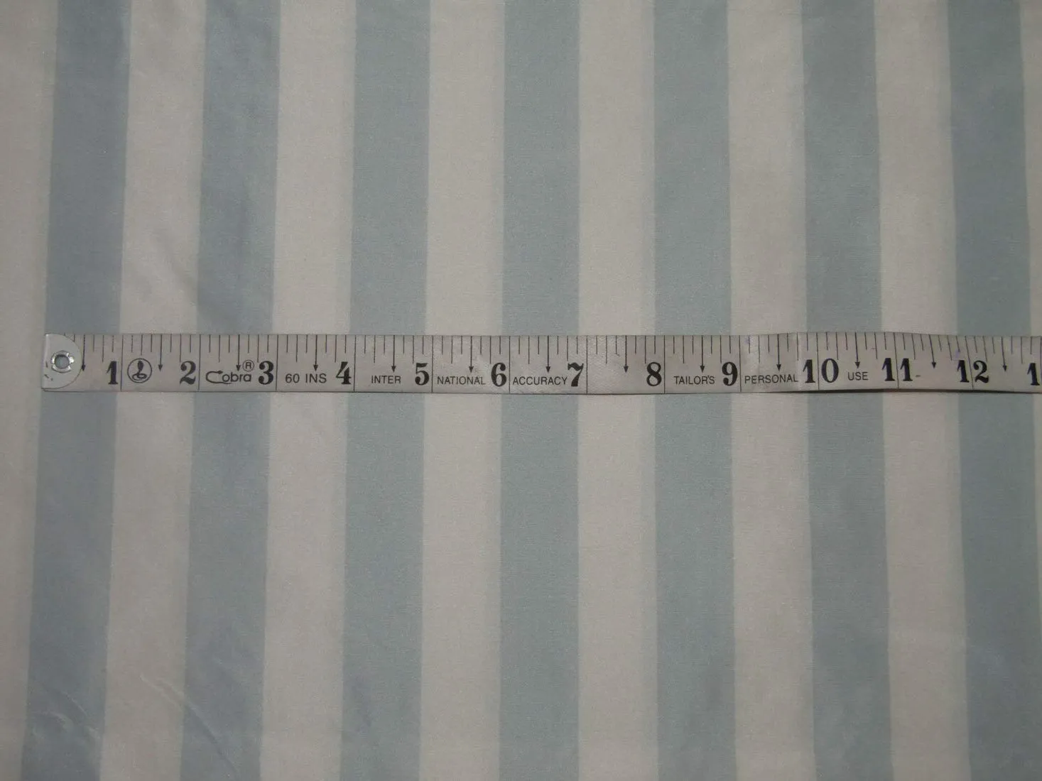 100% Silk Taffeta Fabric Light Powder Blue &amp; Ivory Stripes 54&quot; wide  TAFS7