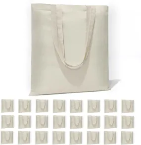 12 I 24 Pack Canvas Tote Bags Reusable Blank Canvas Bags for Shopping Bags,Grocery Bags,DIY Gift Bags