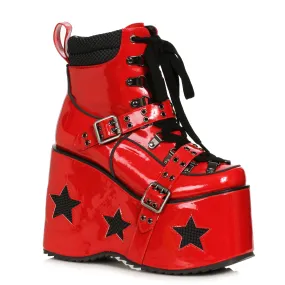 500-SPACED 5"Heel Platform Bootie with Star & Buckle Decor