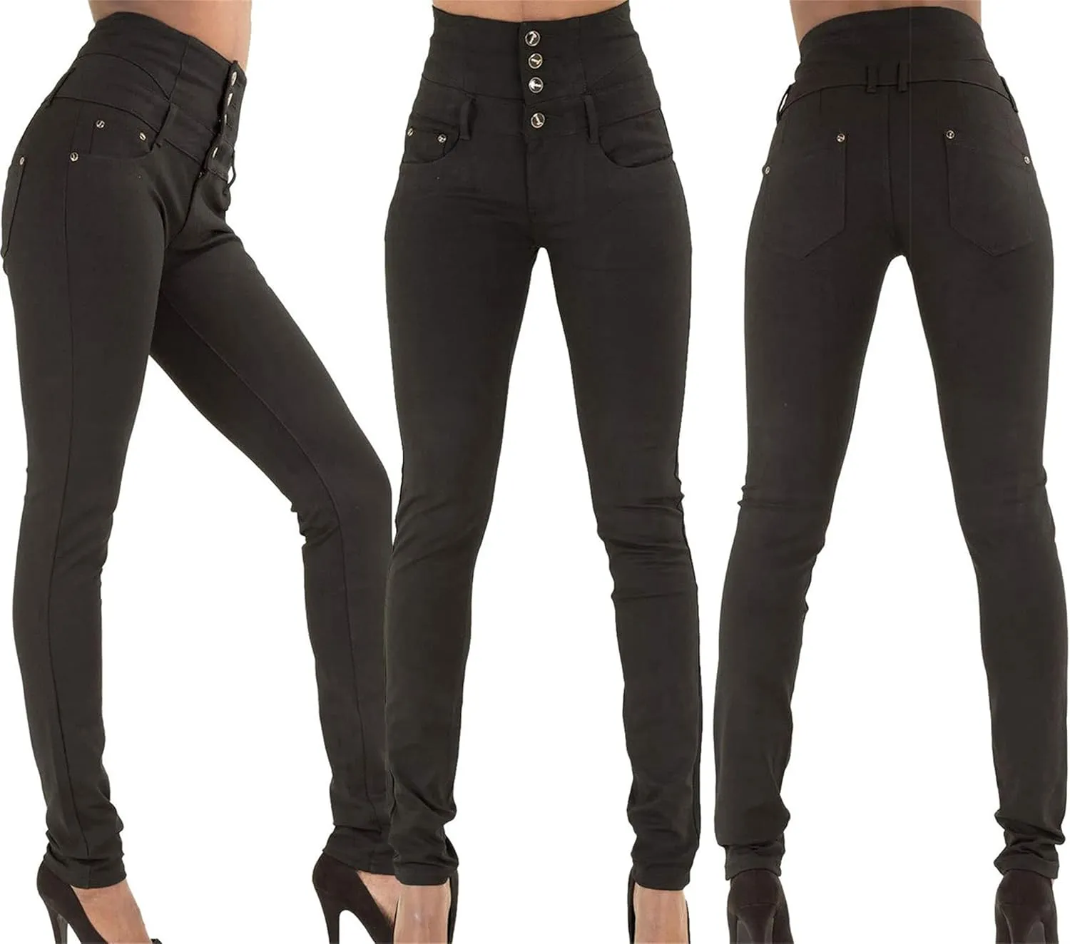 Andongnywell Women Classic High Waisted Butt-Lifting Skinny Jeans high-Rise Slim-fit Plus Size Denim Pants Trousers