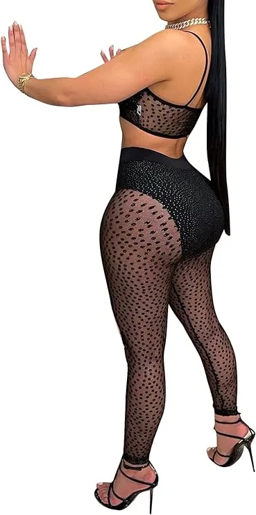 Black Sheer Mesh Bodycon Set