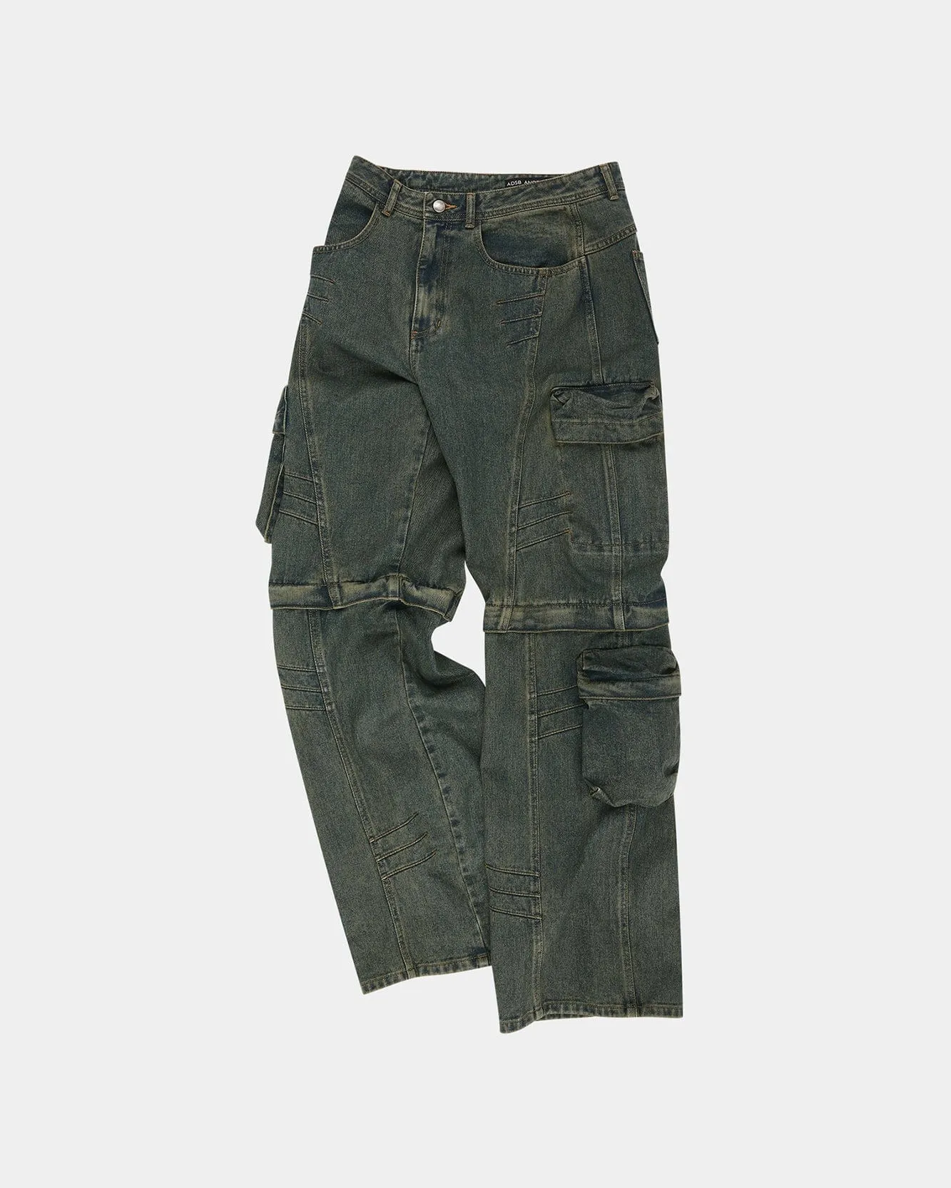 CARGO COATED WIDE-LEG JEANS apa749m(ARMY GREEN)