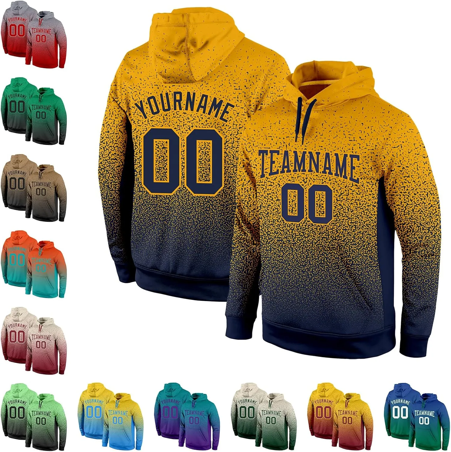 Custom Gradient Fashion Sports Hoodies with Stitched Name/Number/Logo, Suitable for Autumn Early Winter Season