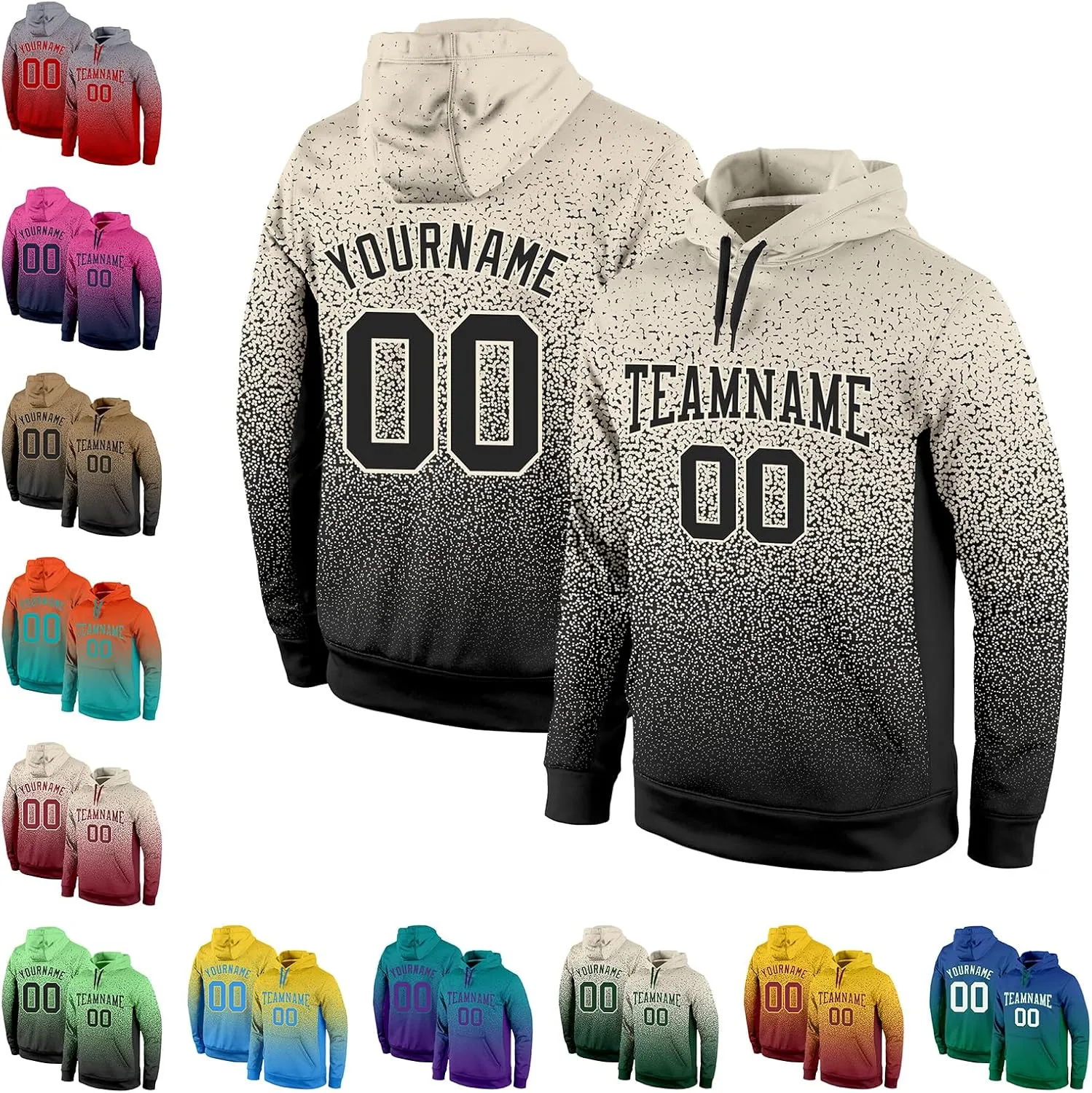 Custom Gradient Fashion Sports Hoodies with Stitched Name/Number/Logo, Suitable for Autumn Early Winter Season