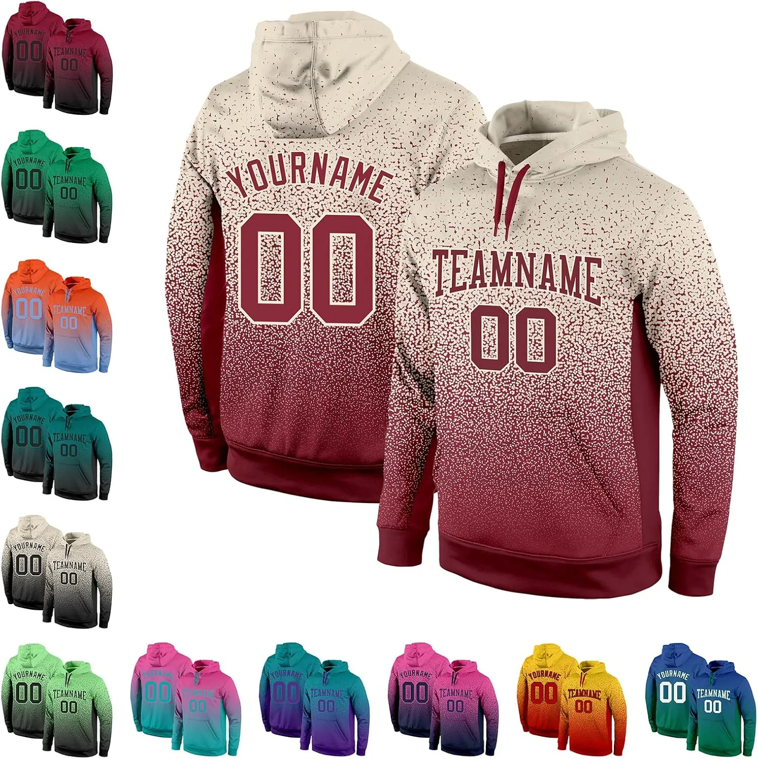 Custom Gradient Fashion Sports Hoodies with Stitched Name/Number/Logo, Suitable for Autumn Early Winter Season