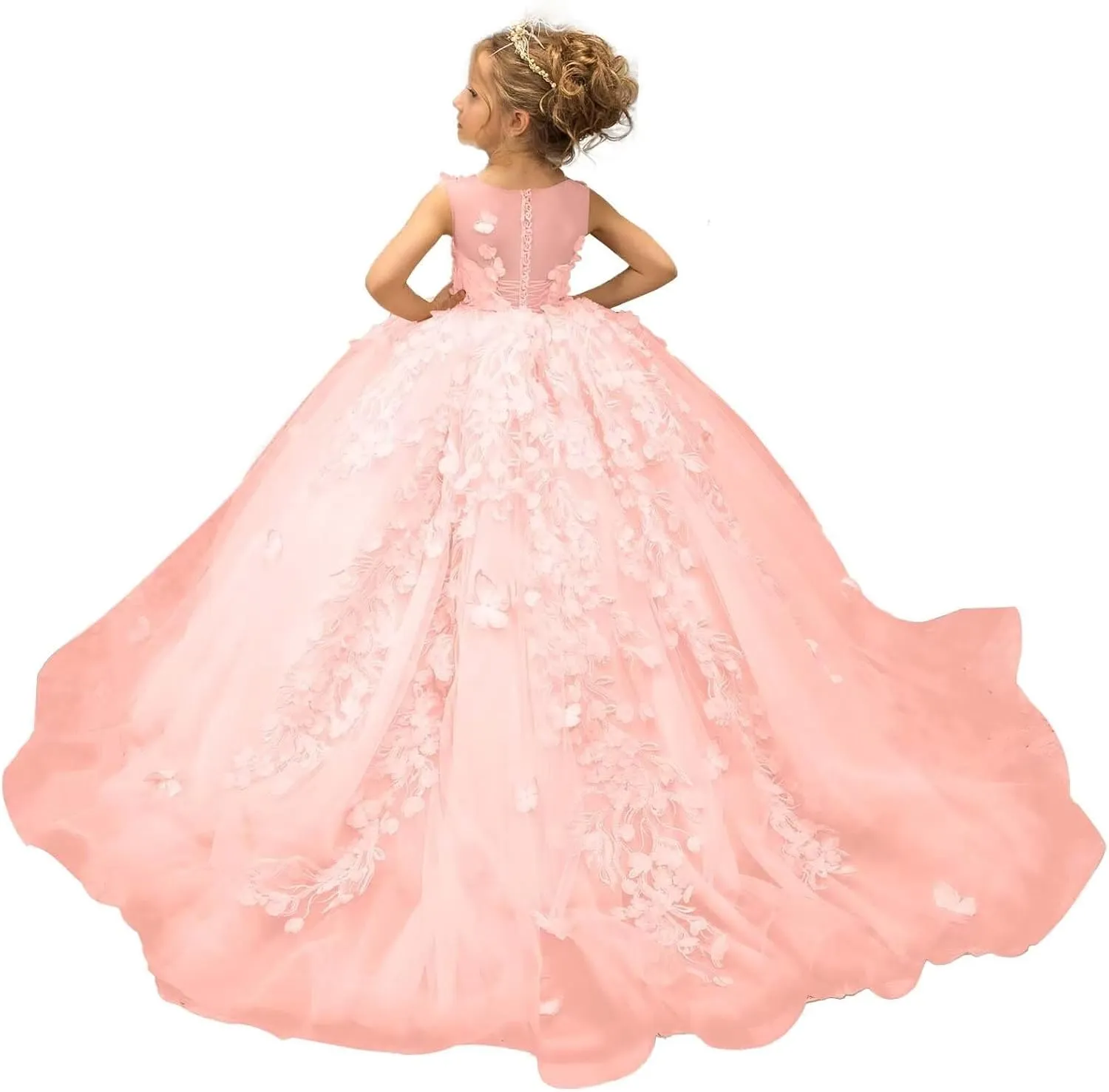 Flower Girl Dress Bridesmaid Dresses for Wedding 3D Butterfly Appliques Pageant Dress