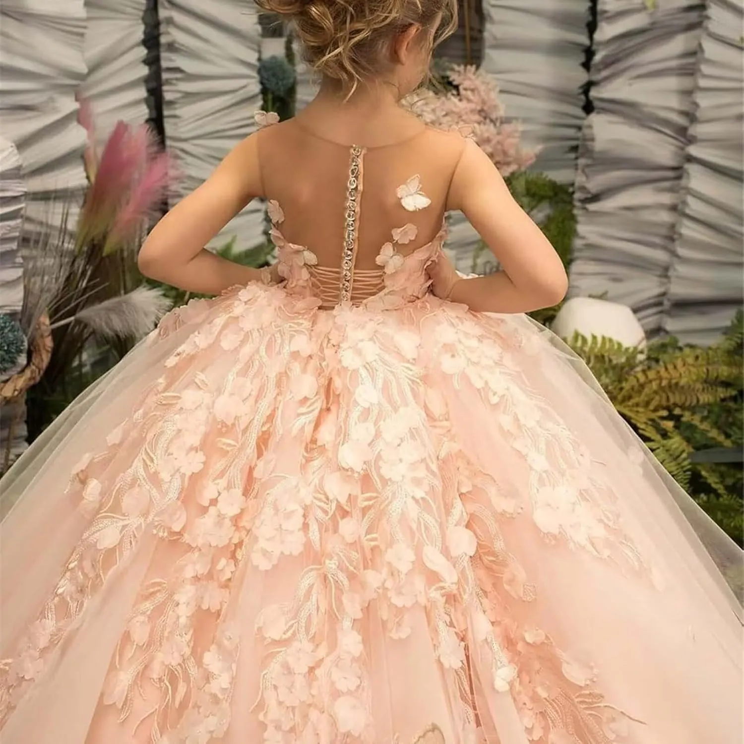 Flower Girl Dress Bridesmaid Dresses for Wedding 3D Butterfly Appliques Pageant Dress