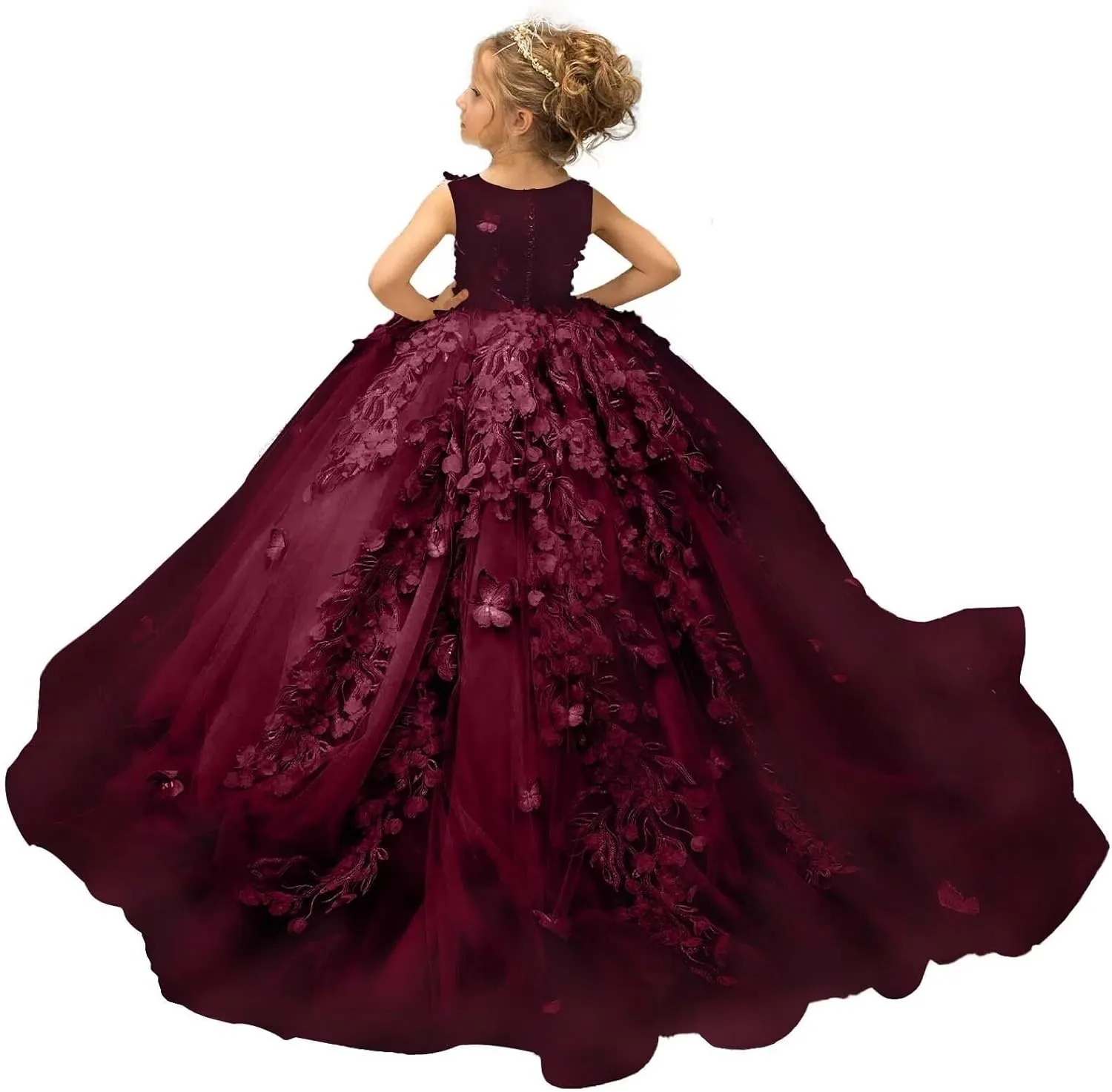 Flower Girl Dress Bridesmaid Dresses for Wedding 3D Butterfly Appliques Pageant Dress