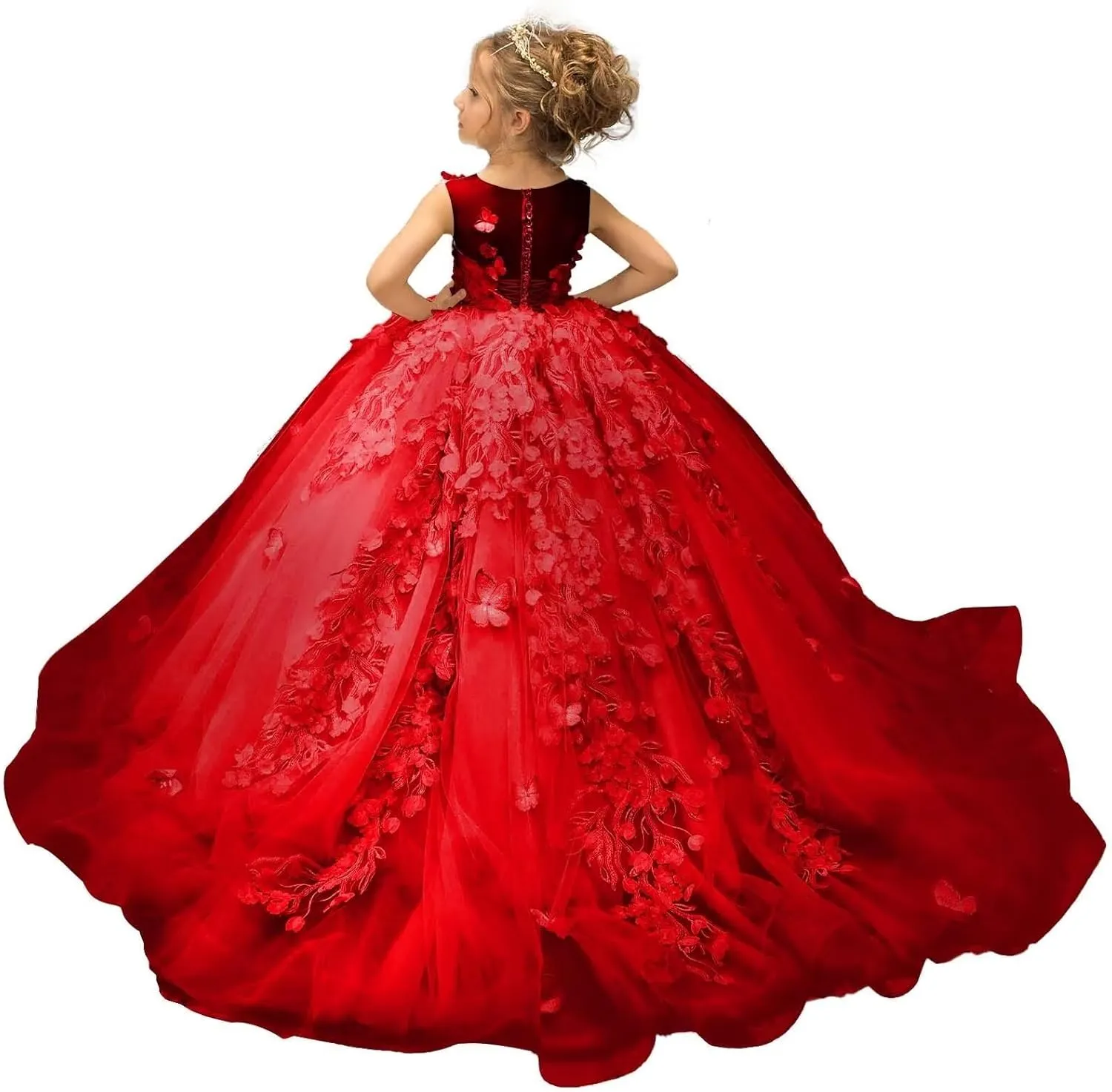 Flower Girl Dress Bridesmaid Dresses for Wedding 3D Butterfly Appliques Pageant Dress