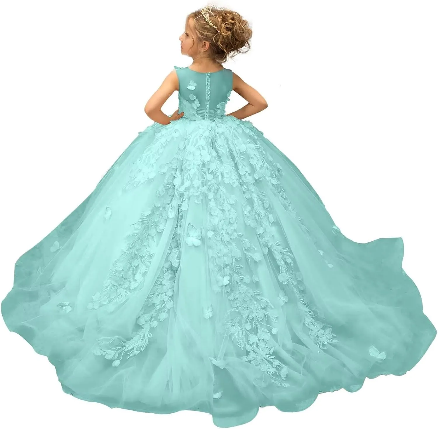 Flower Girl Dress Bridesmaid Dresses for Wedding 3D Butterfly Appliques Pageant Dress