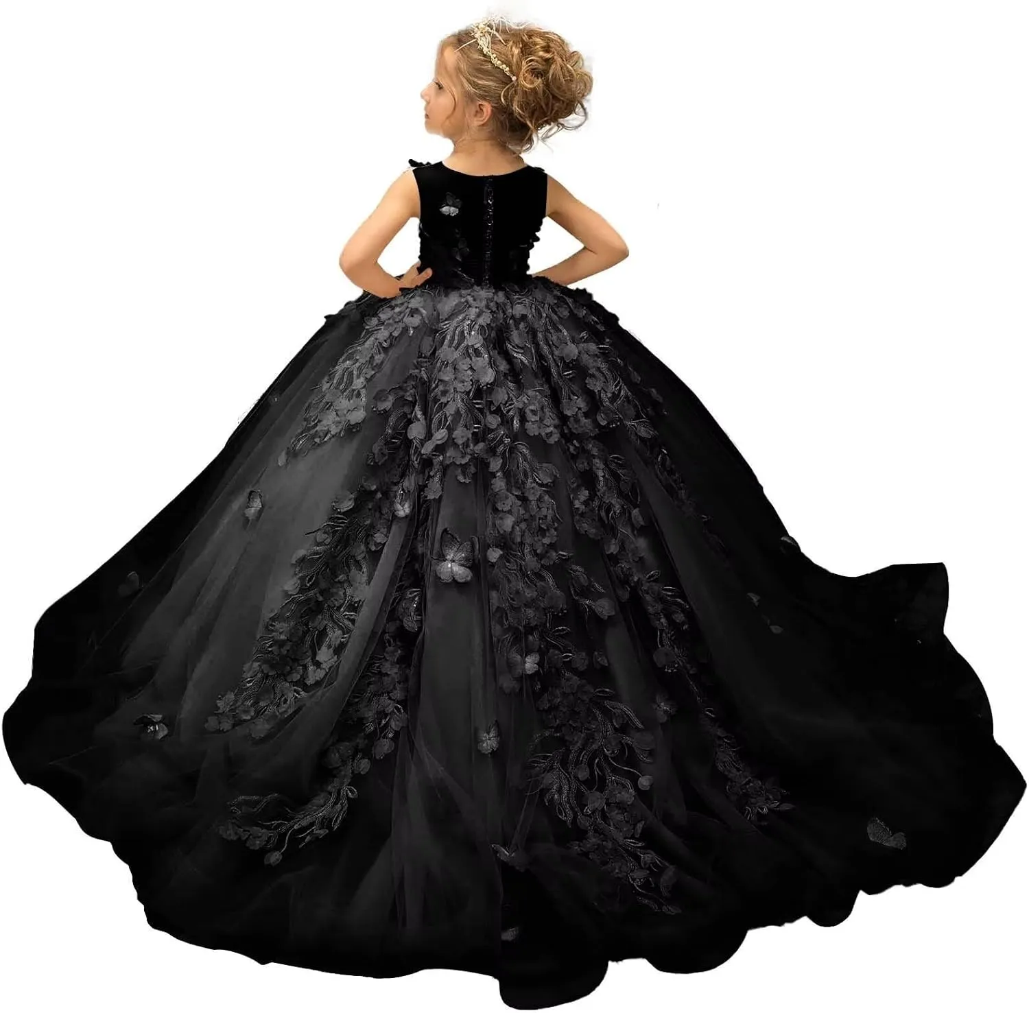 Flower Girl Dress Bridesmaid Dresses for Wedding 3D Butterfly Appliques Pageant Dress