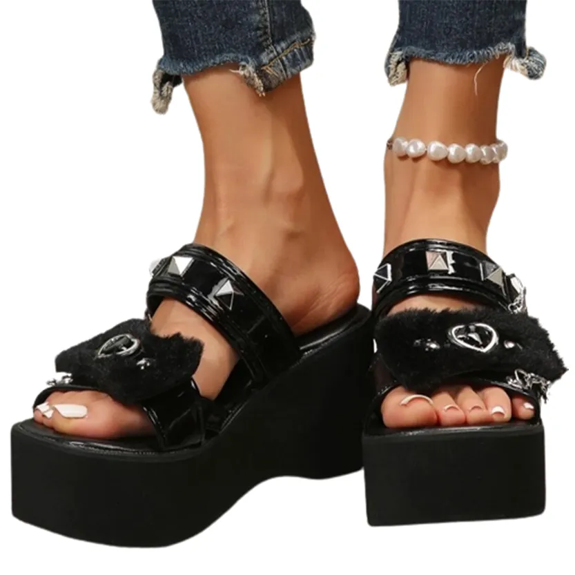 Funki Buys | Shoes | Women's Chunky Gothic Wedge Sandals