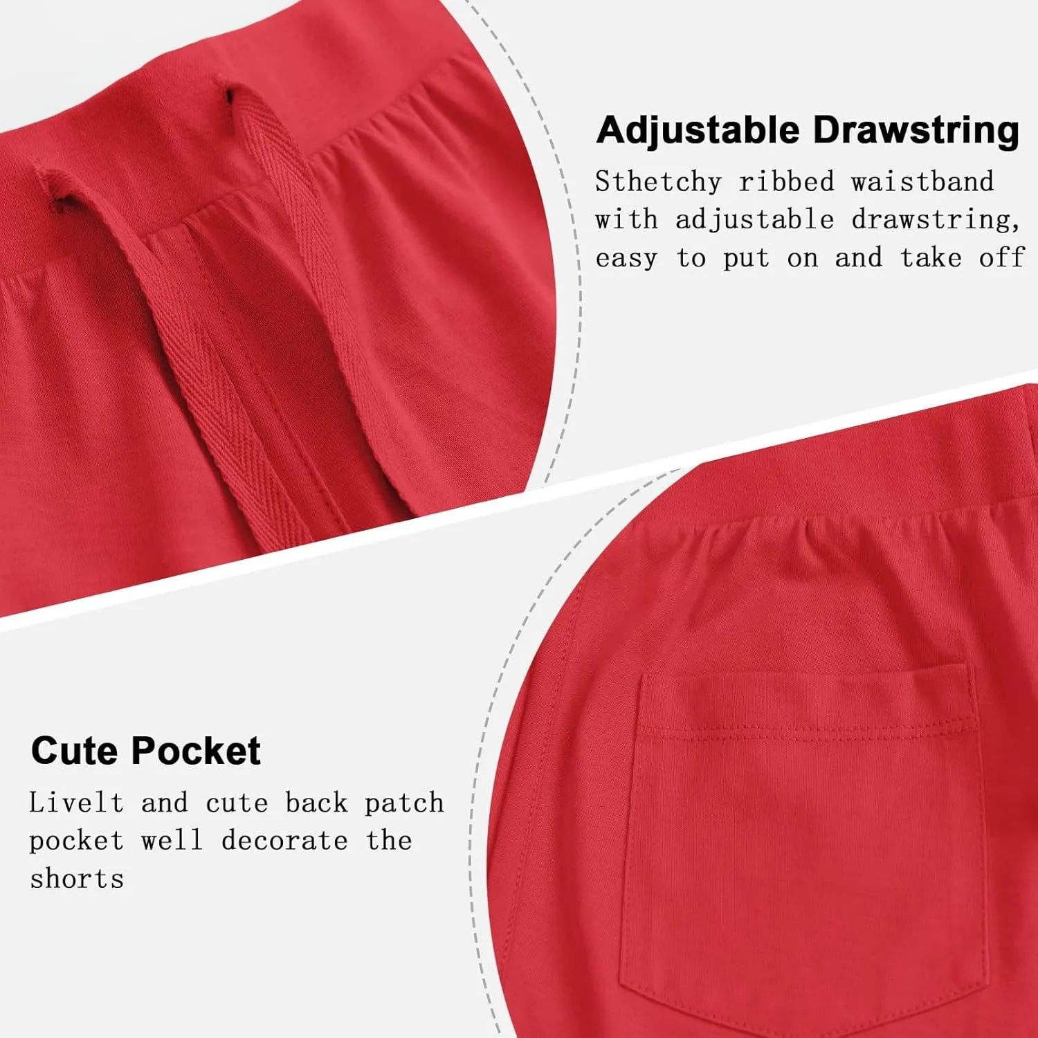 Girls Running Cotton Shorts Kids Drawstring Casual Short with Pockets Girls Workout Clothes 3-12 Years