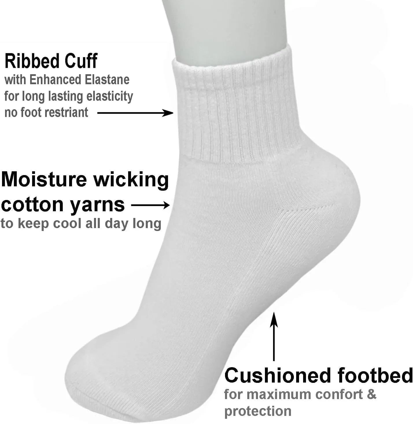 Glory Max 6 Pairs Women Ankle Socks Cotton Solid Color with Cushion for Athletic Running