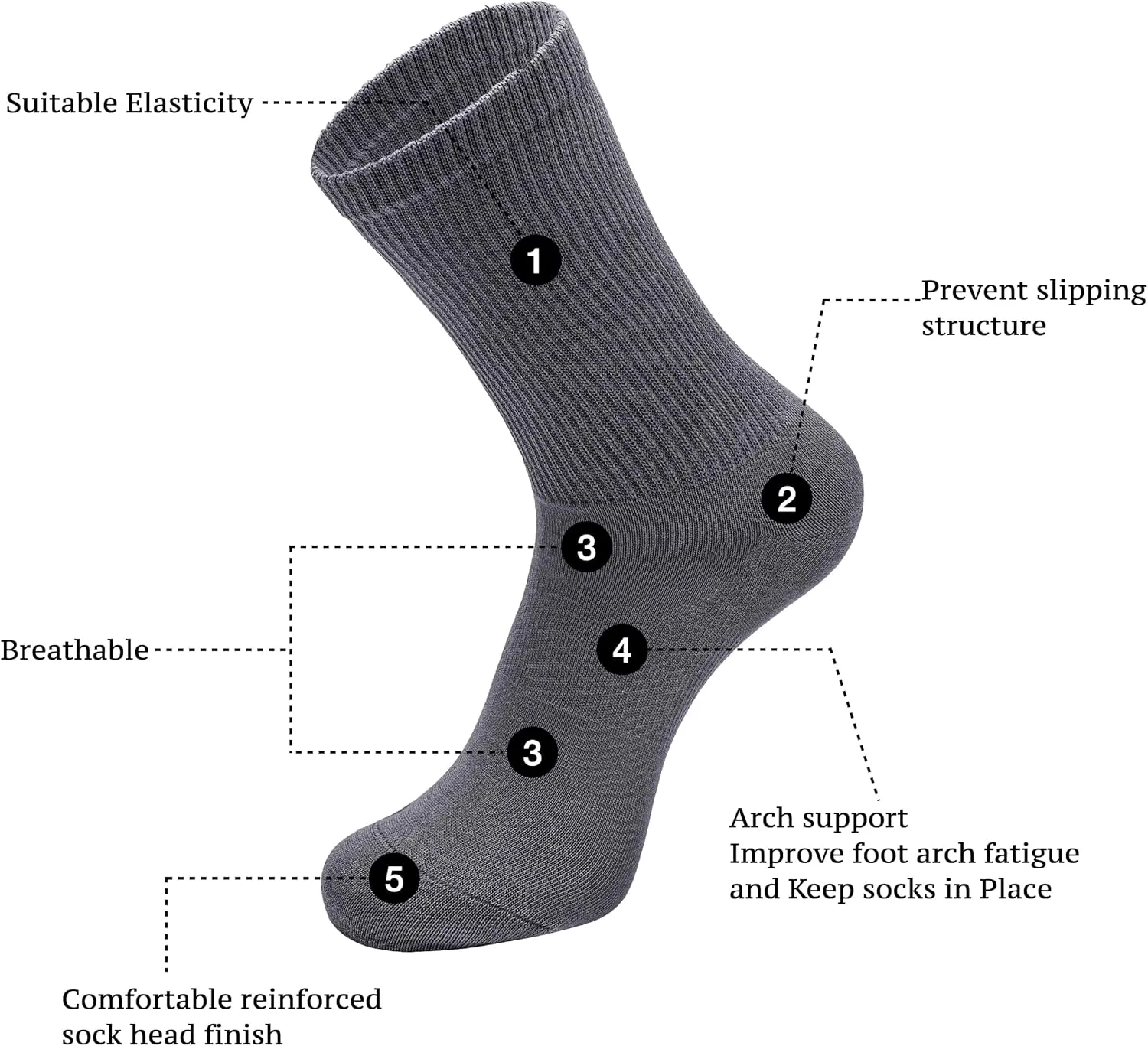 High-Purity Cotton Crew Sock For Women Men, Athletic Running Cotton Quarter Socks 6 Pairs