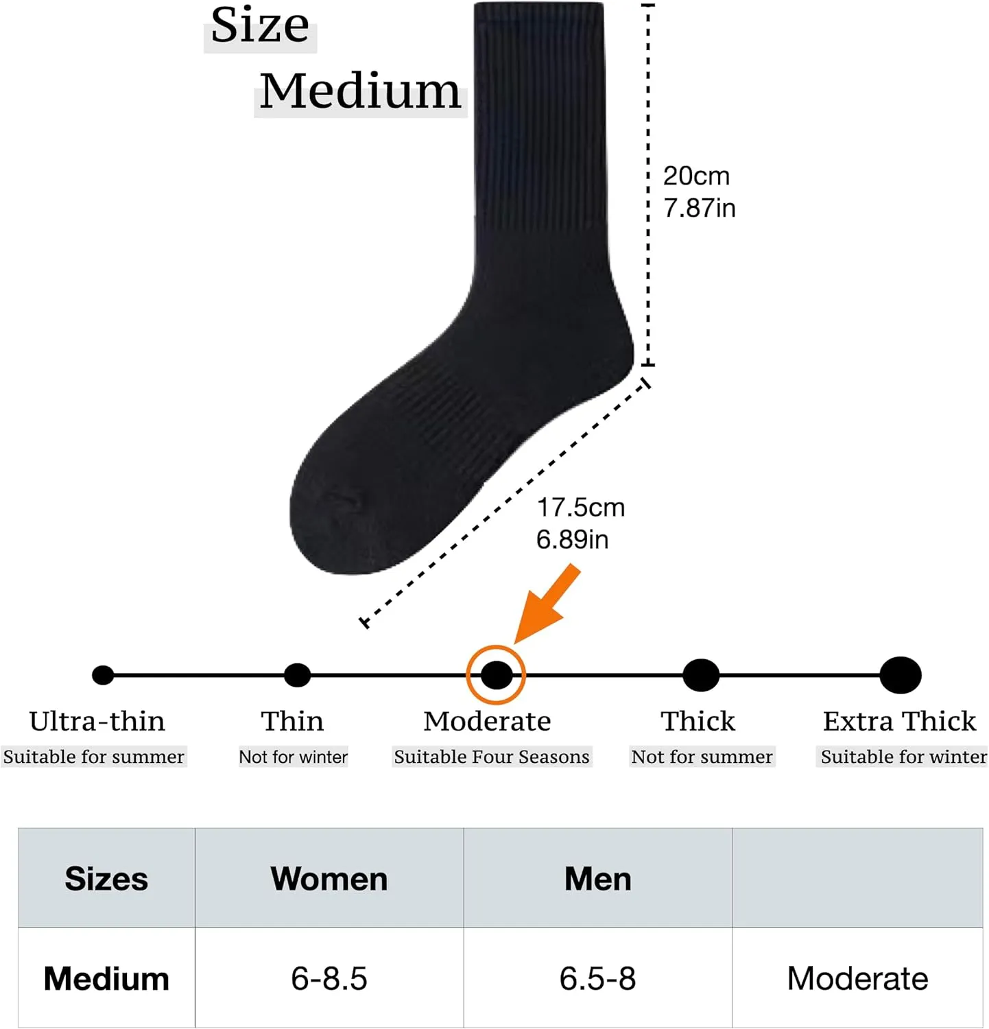 High-Purity Cotton Crew Sock For Women Men, Athletic Running Cotton Quarter Socks 6 Pairs
