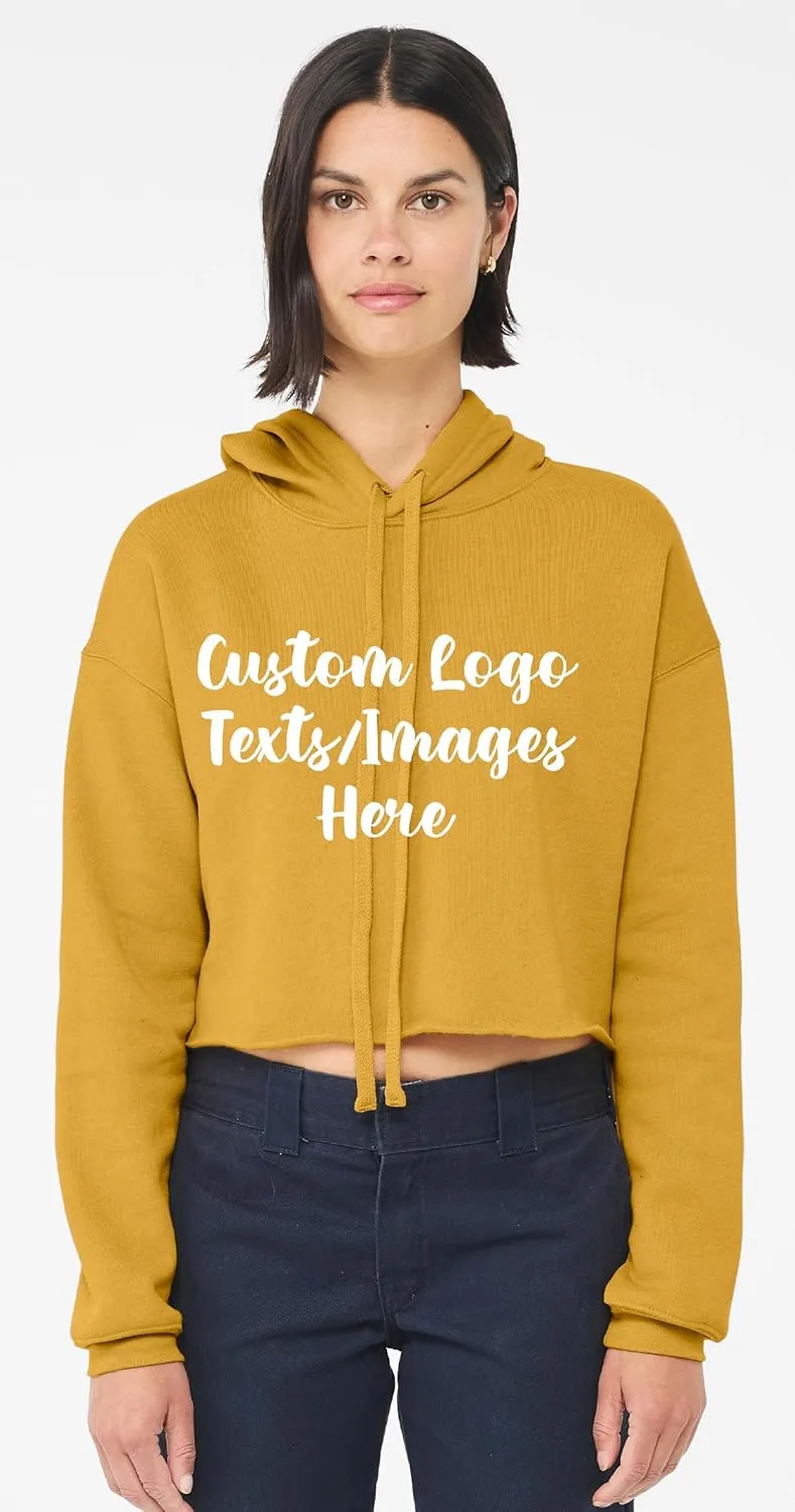 INK STITCH Design Your Own Women's Cropped Fleece Custom Hoodies - 5 Colors