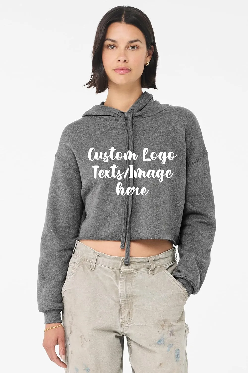 INK STITCH Design Your Own Women's Cropped Fleece Custom Hoodies - 5 Colors
