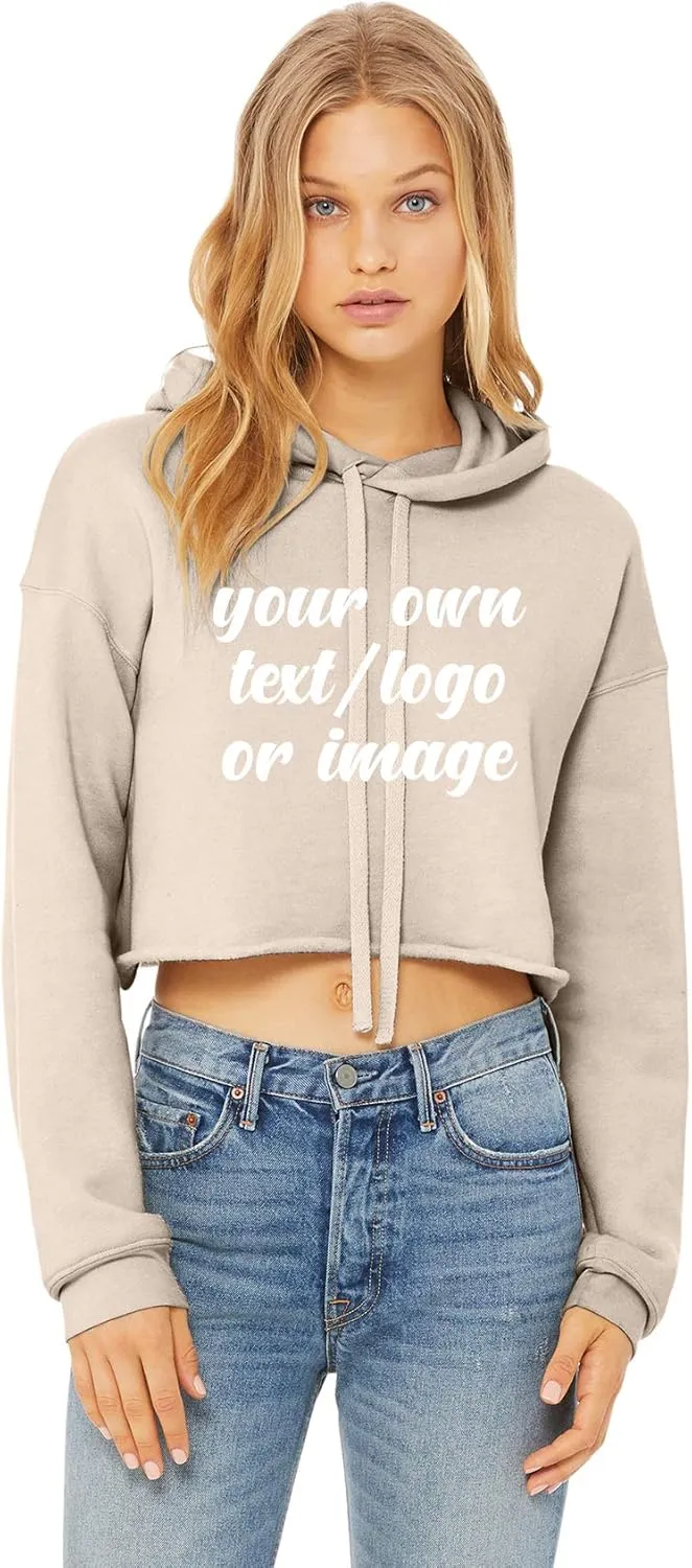 INK STITCH Design Your Own Women's Cropped Fleece Custom Hoodies - 5 Colors