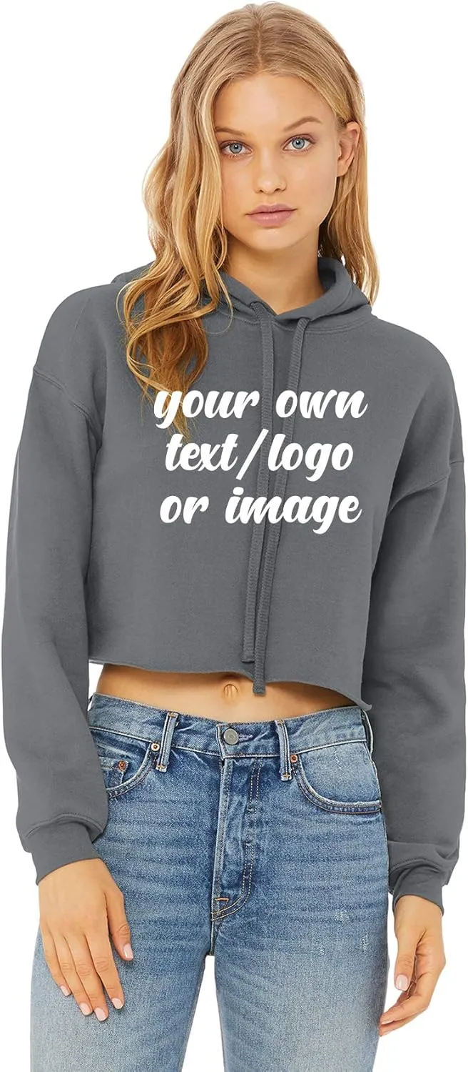 INK STITCH Design Your Own Women's Cropped Fleece Custom Hoodies - 5 Colors