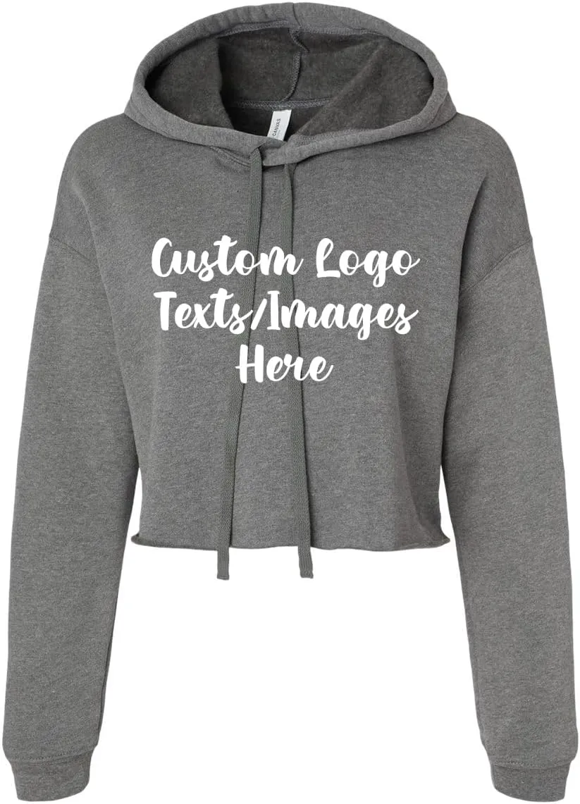 INK STITCH Design Your Own Women's Cropped Fleece Custom Hoodies - 5 Colors