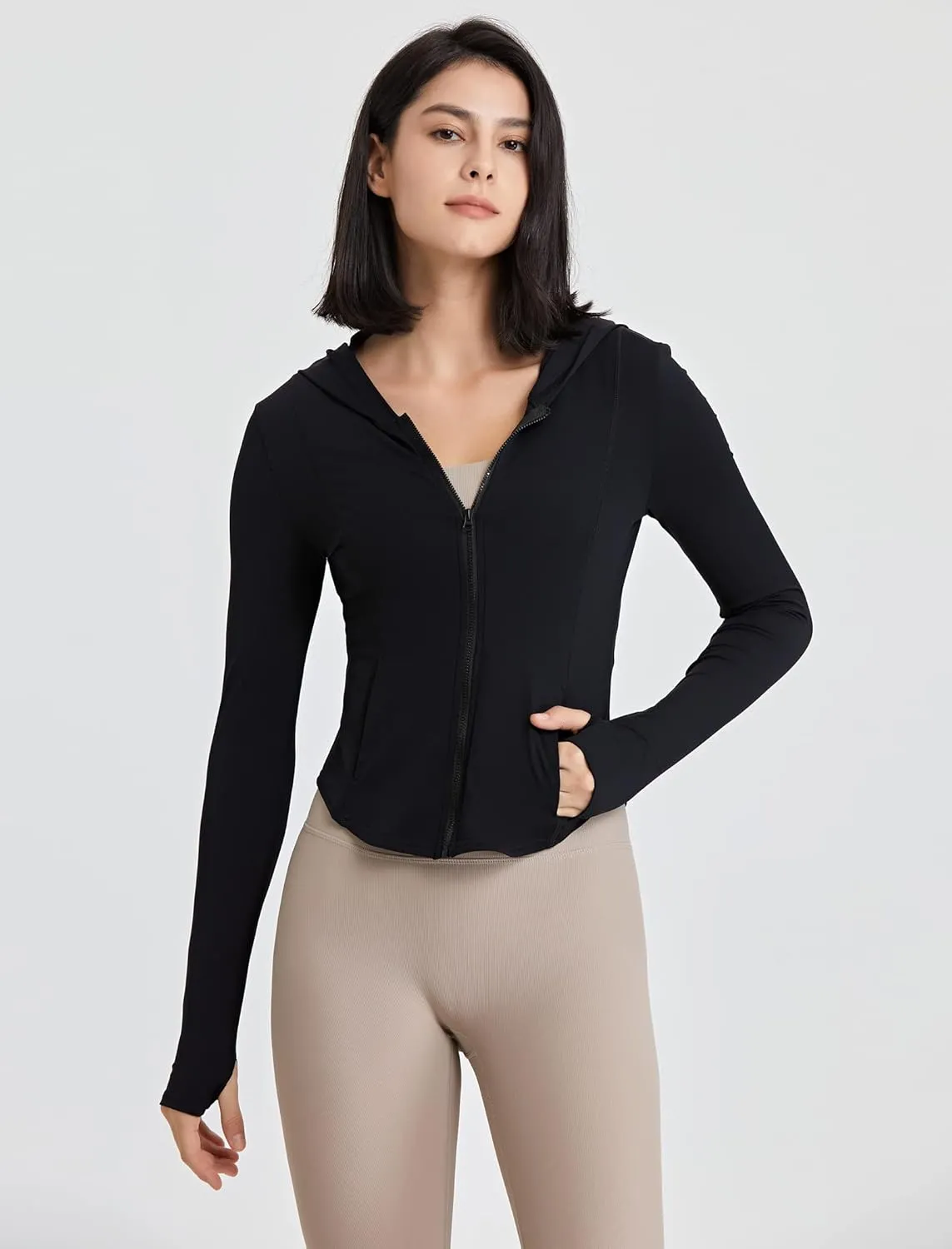 Locachy Women's UPF 50  Sun Protection Hoodie Jacket Full Zip Athletic Workout Track Jackets with Thumb Holes