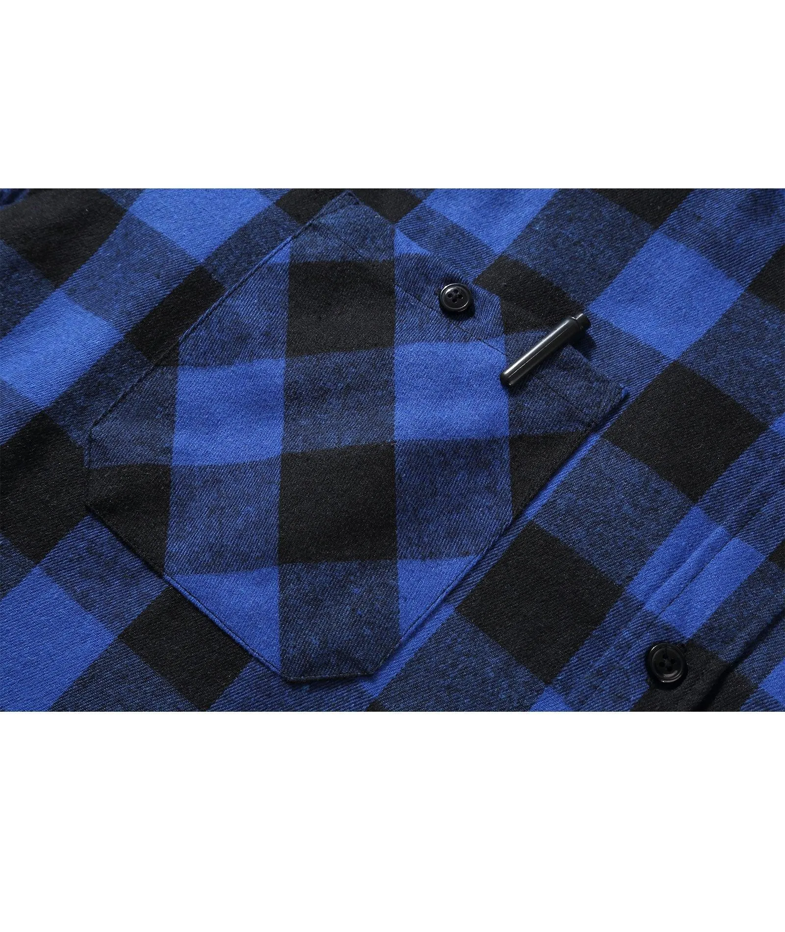 Men's Button Up Flannel Plaid Hoodie-CFMMX20007