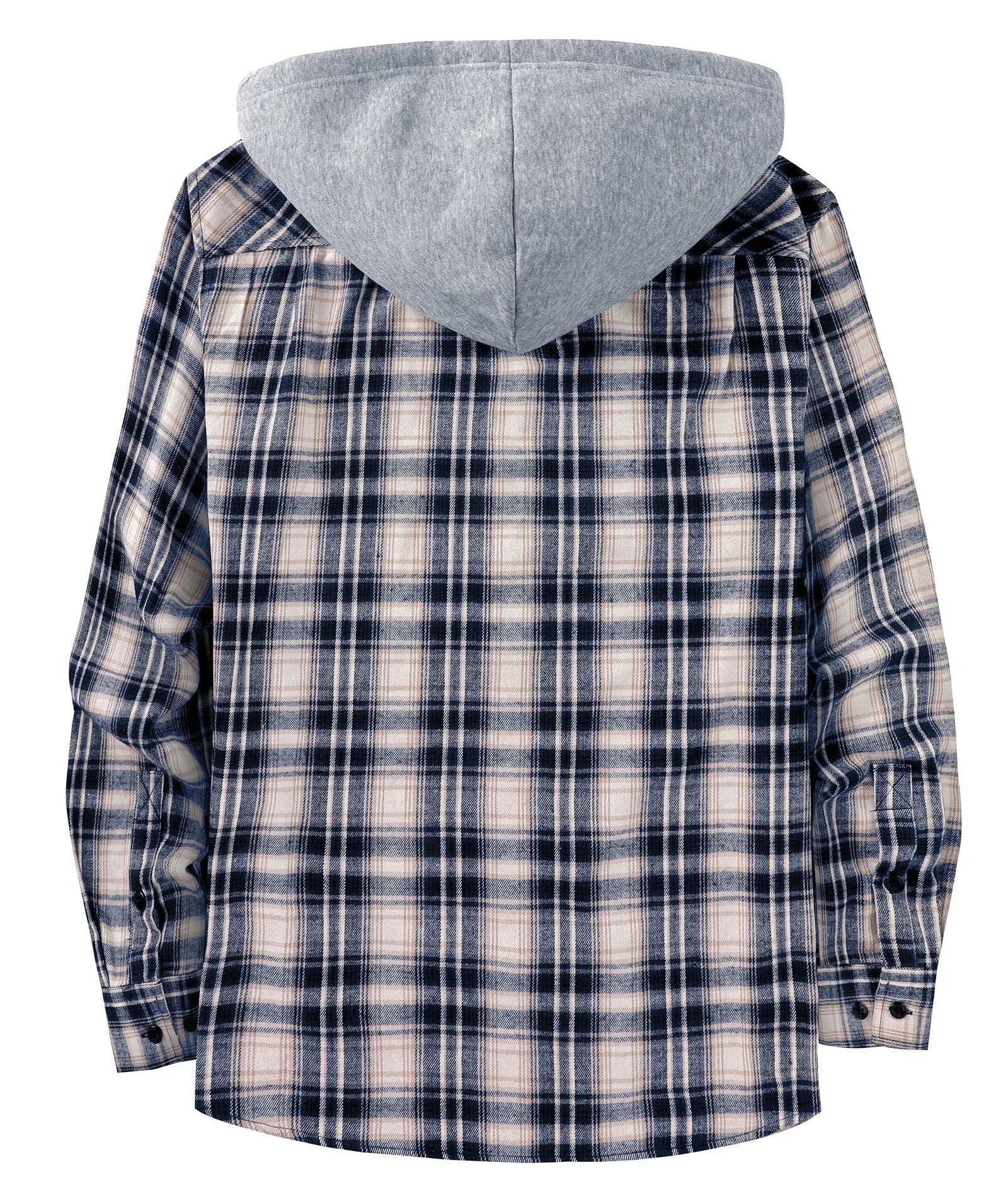 Men's Button Up Flannel Plaid Hoodie-CFMMX20007