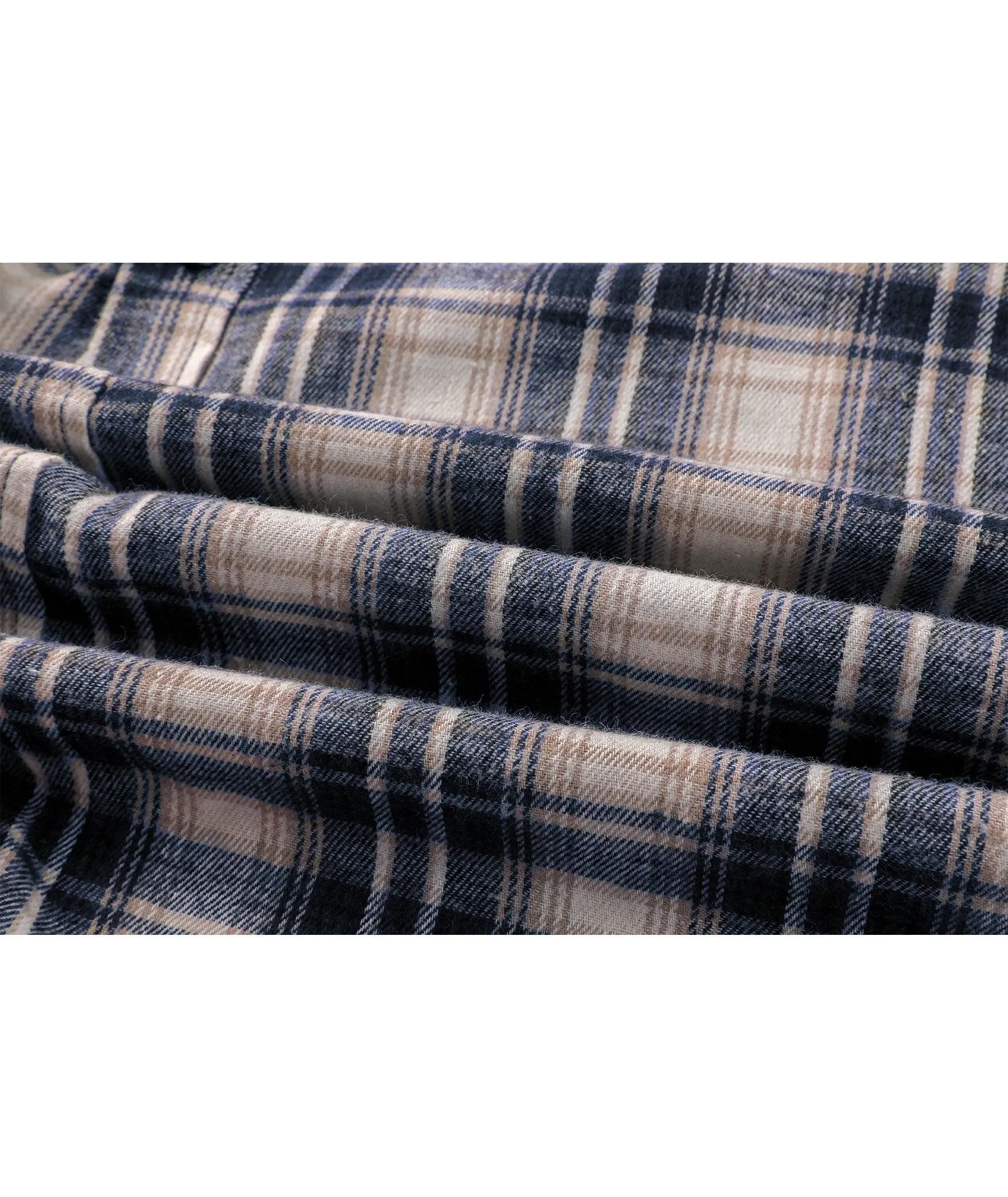 Men's Button Up Flannel Plaid Hoodie-CFMMX20007