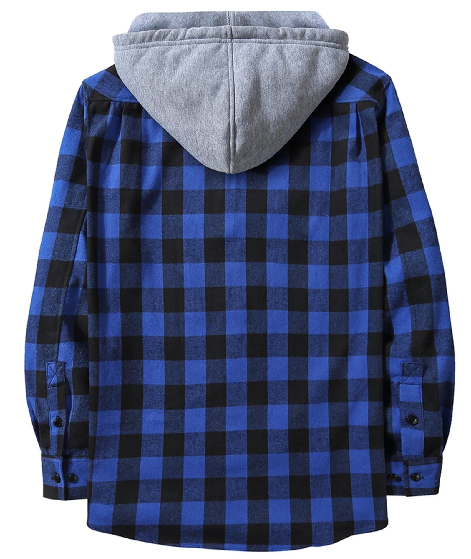 Men's Button Up Flannel Plaid Hoodie-CFMMX20007