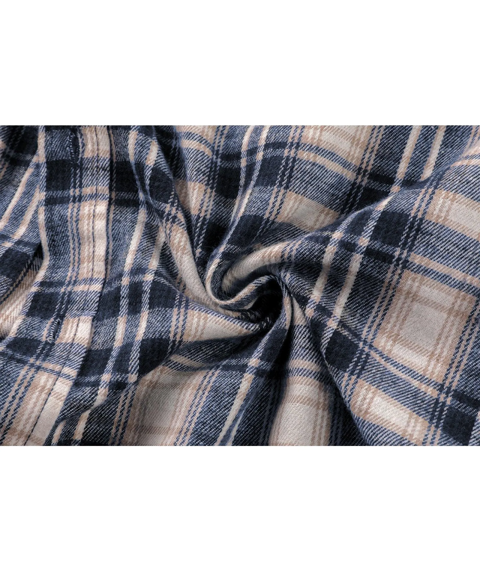 Men's Button Up Flannel Plaid Hoodie-CFMMX20007