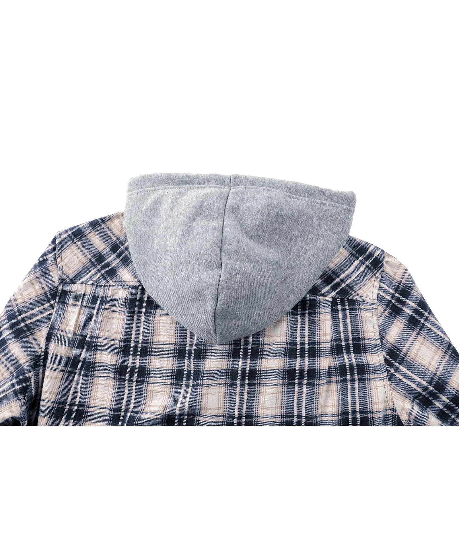 Men's Button Up Flannel Plaid Hoodie-CFMMX20007