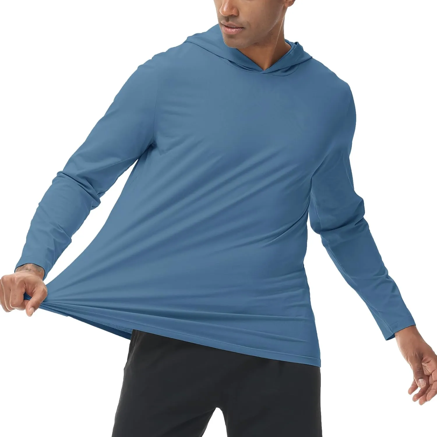 Muscle Killer Men's Workout Long Sleeve Hooded Fishing Shirts Dry Fit Hoodie Active Running