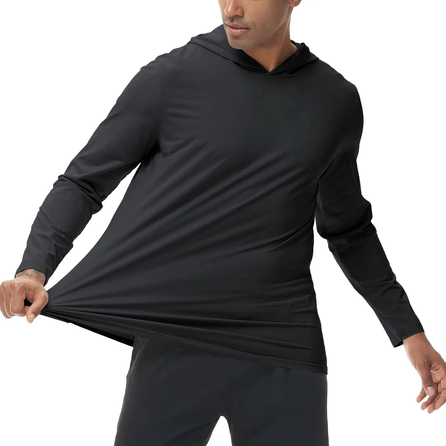 Muscle Killer Men's Workout Long Sleeve Hooded Fishing Shirts Dry Fit Hoodie Active Running