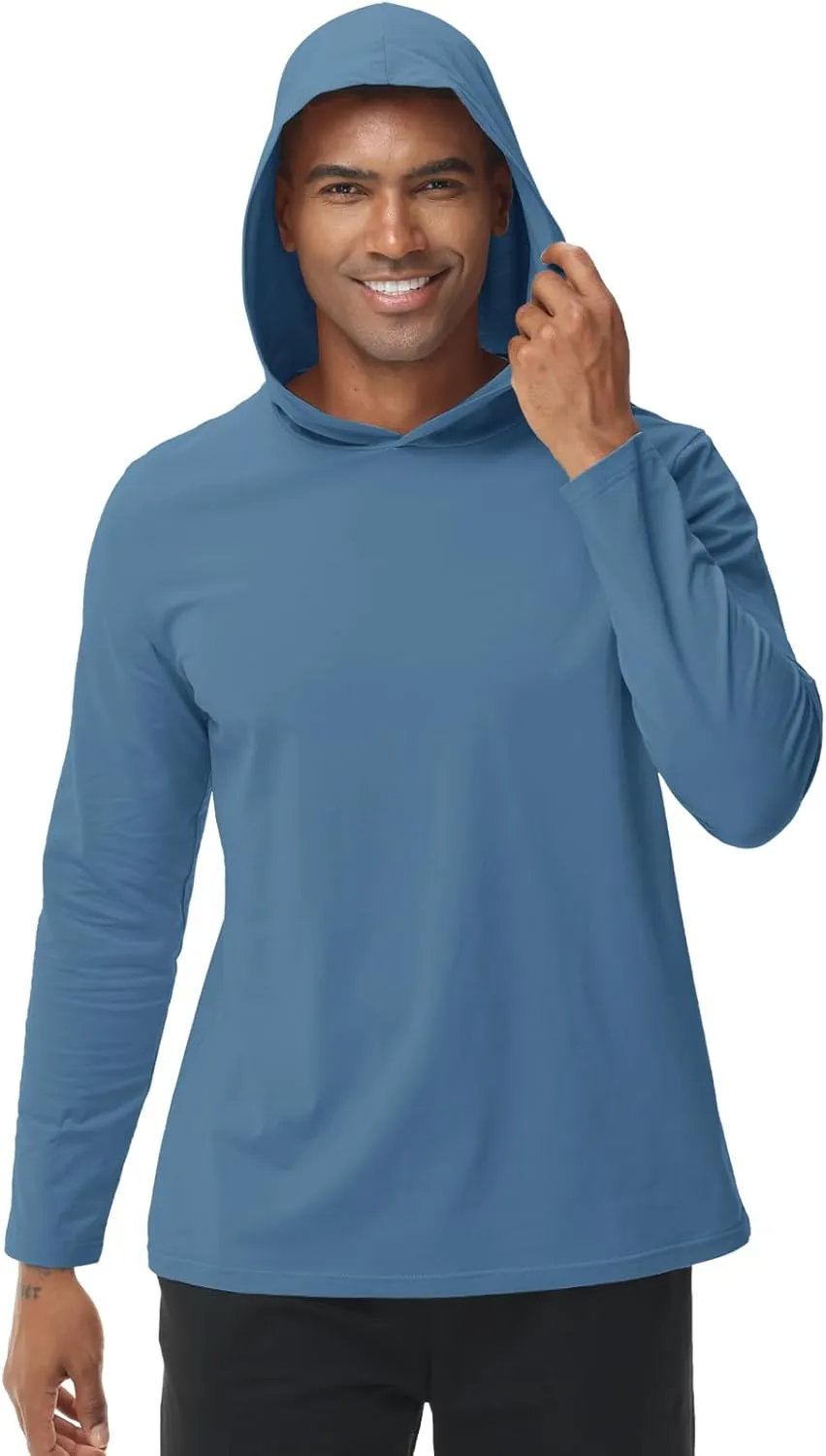 Muscle Killer Men's Workout Long Sleeve Hooded Fishing Shirts Dry Fit Hoodie Active Running
