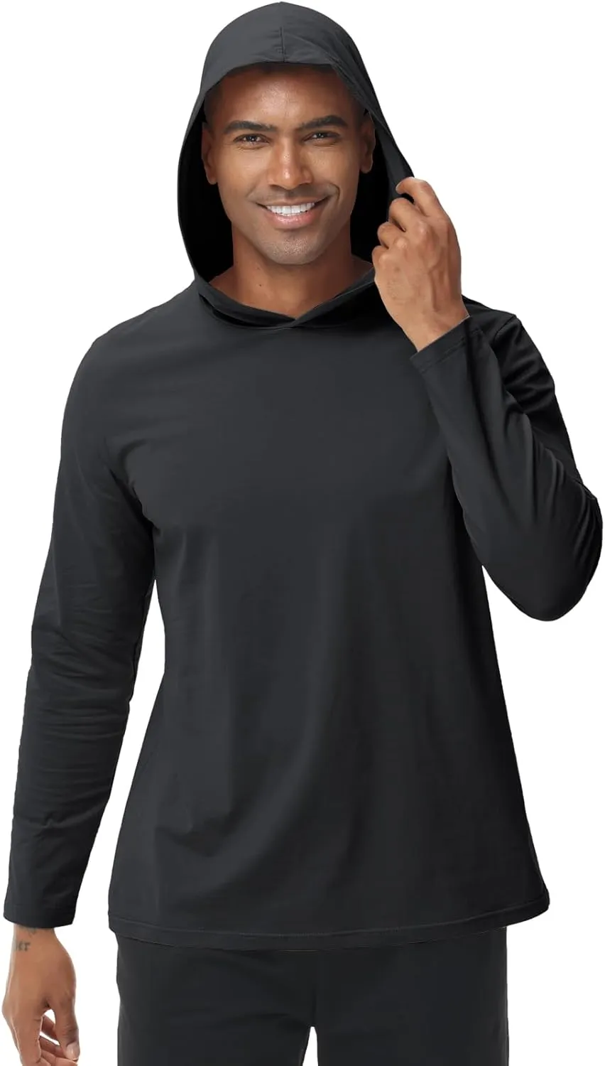 Muscle Killer Men's Workout Long Sleeve Hooded Fishing Shirts Dry Fit Hoodie Active Running