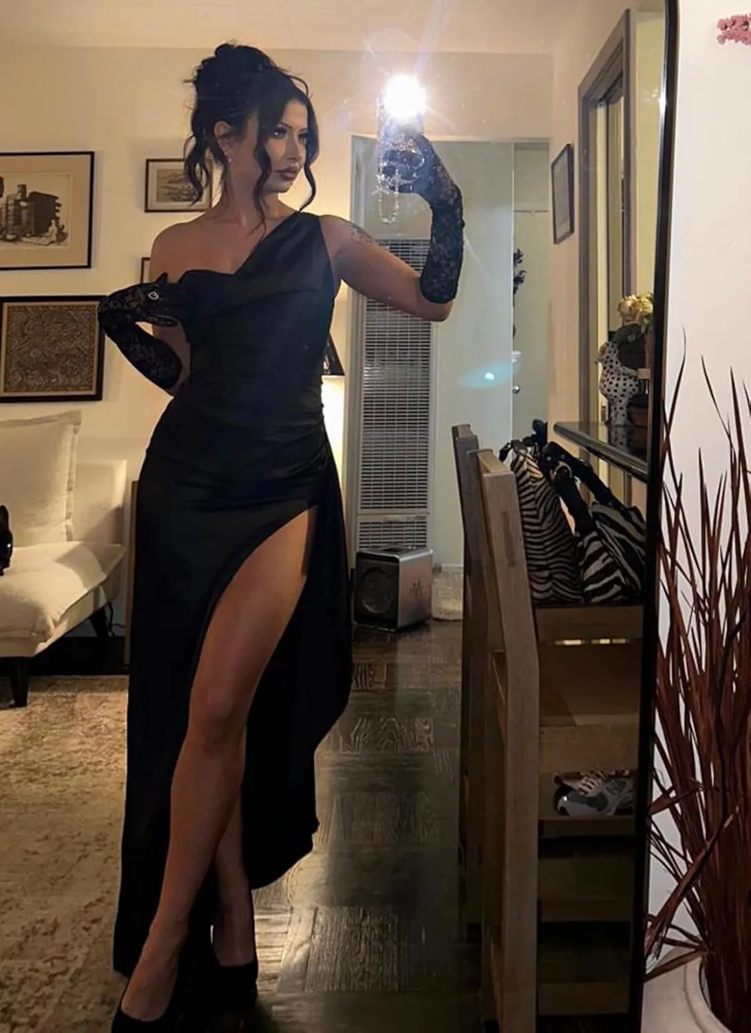 Off Shoulder Satin Mermaid Prom Dresses with Slit Long Corset Evening Wedding Gowns for Women