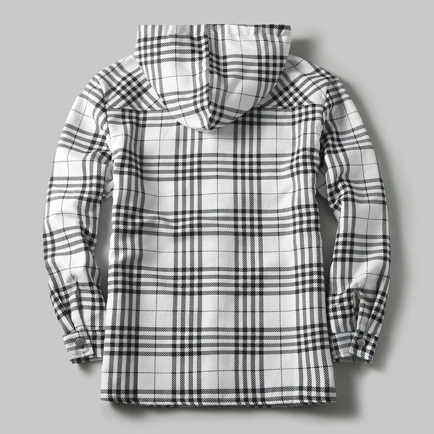 Plaid Hoodies Jackets for Men Regular Fit Long Sleeve Full-Zip Fleece Lined Casual Plaid Jacket Color Block Stitching