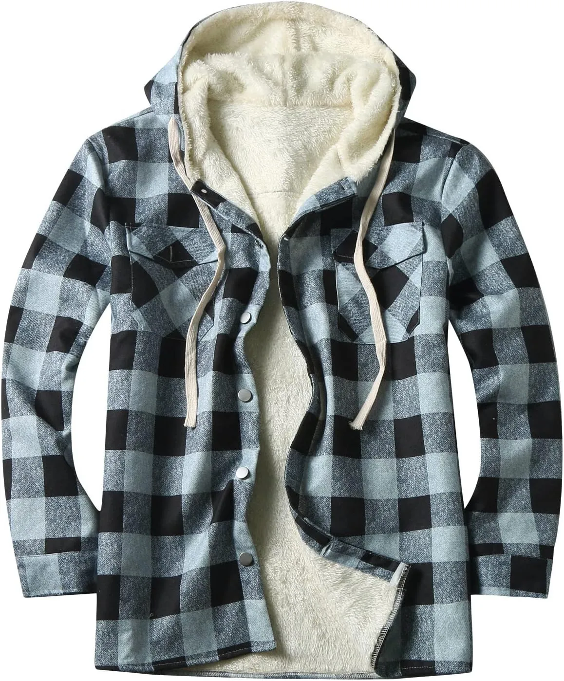 Plaid Hoodies Jackets for Men Regular Fit Long Sleeve Full-Zip Fleece Lined Casual Plaid Jacket Color Block Stitching