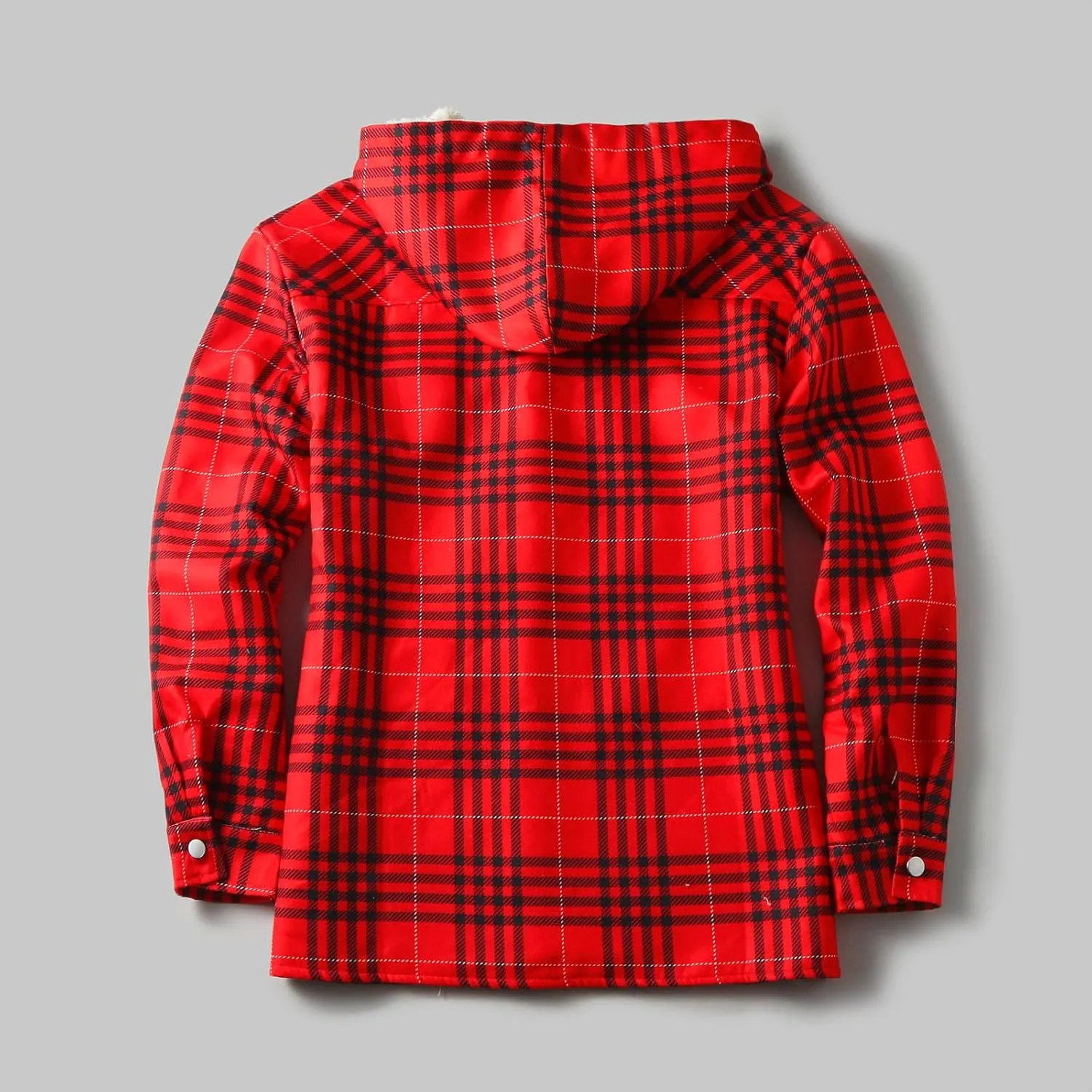 Plaid Hoodies Jackets for Men Regular Fit Long Sleeve Full-Zip Fleece Lined Casual Plaid Jacket Color Block Stitching