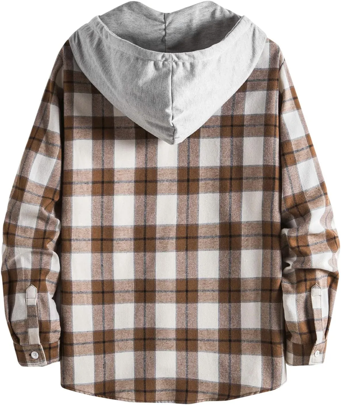 Plaid Hoodies Jackets for Men Regular Fit Long Sleeve Full-Zip Fleece Lined Casual Plaid Jacket Patchwork Color Block
