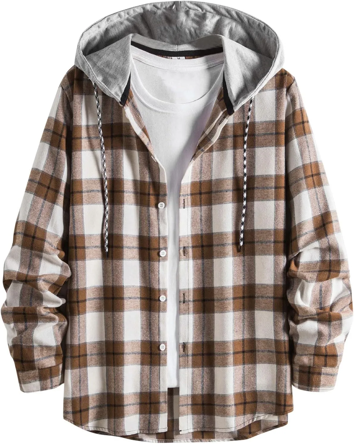 Plaid Hoodies Jackets for Men Regular Fit Long Sleeve Full-Zip Fleece Lined Casual Plaid Jacket Patchwork Color Block