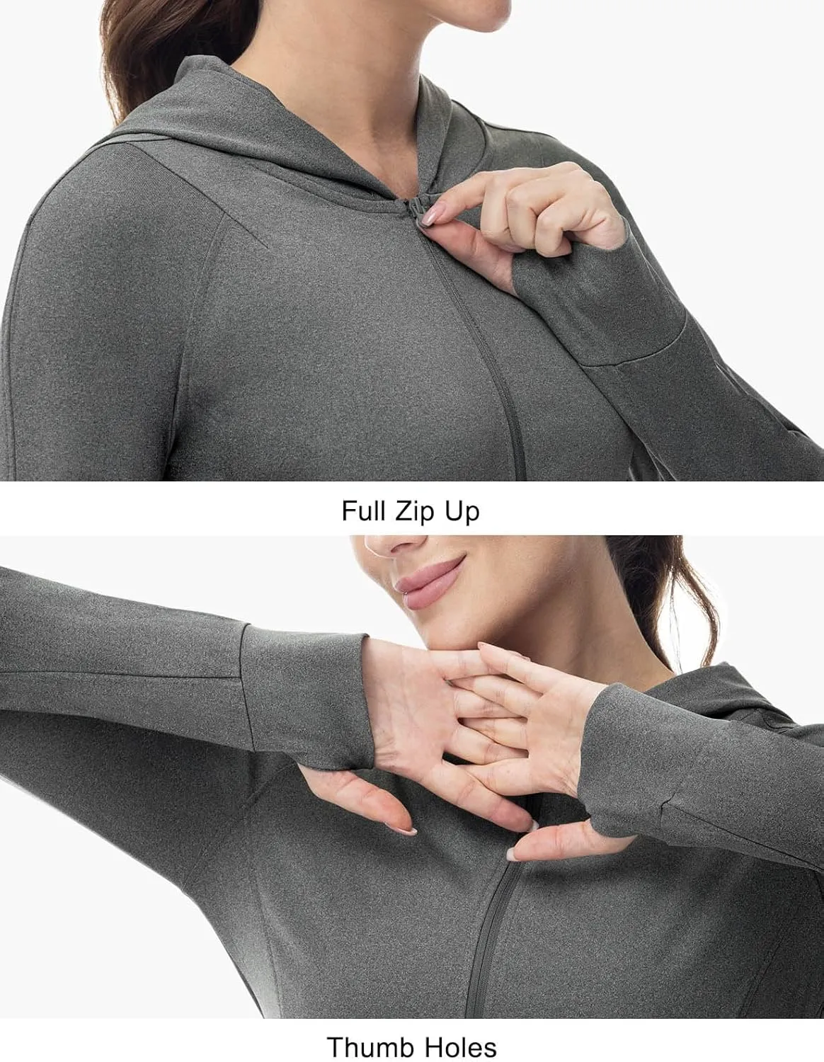 TBMPOY Women's Full Zip Hoodie Lightweight Athletic Jackets Slim Fit Workout Track Running Jacket with Thumb Holes