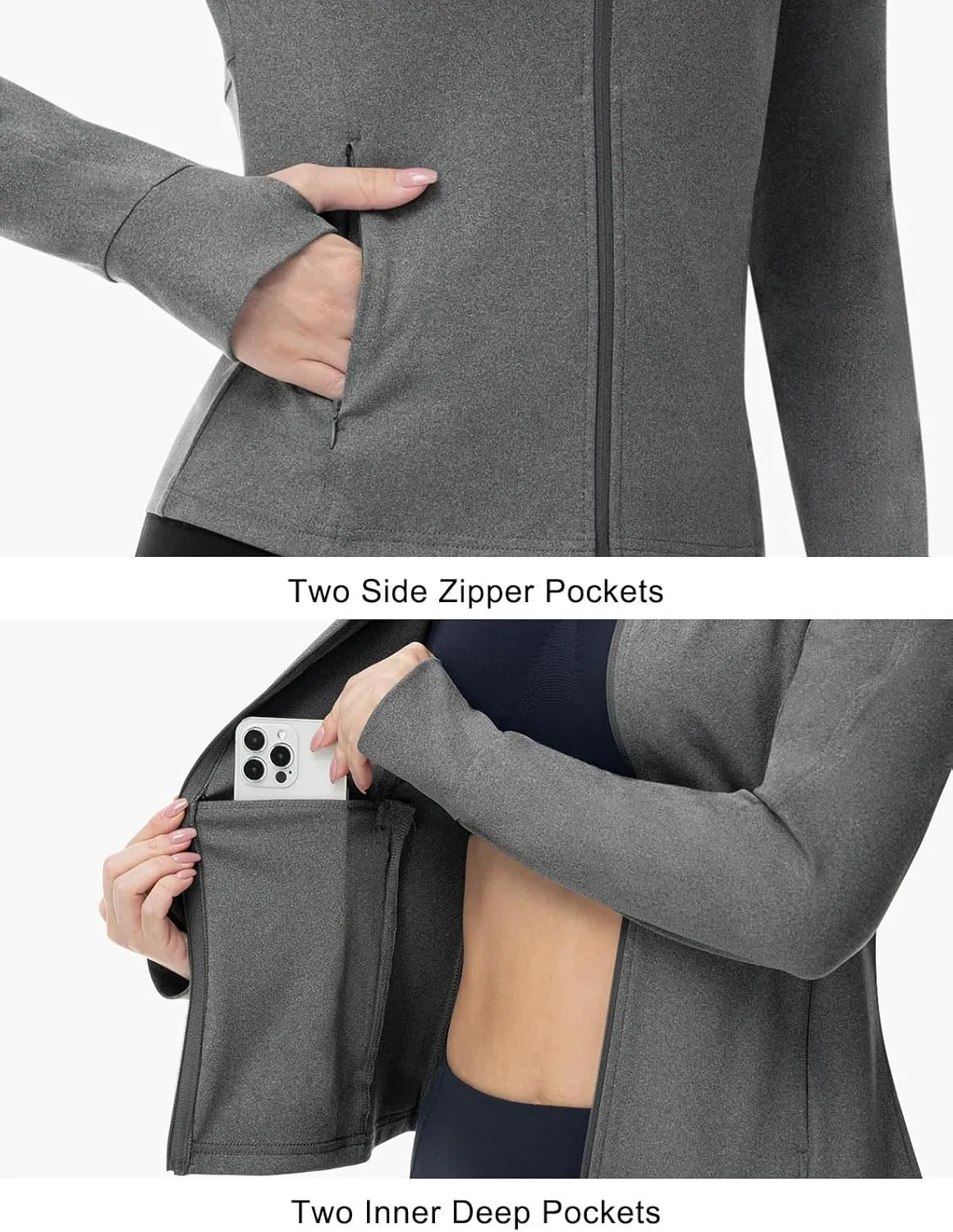 TBMPOY Women's Full Zip Hoodie Lightweight Athletic Jackets Slim Fit Workout Track Running Jacket with Thumb Holes