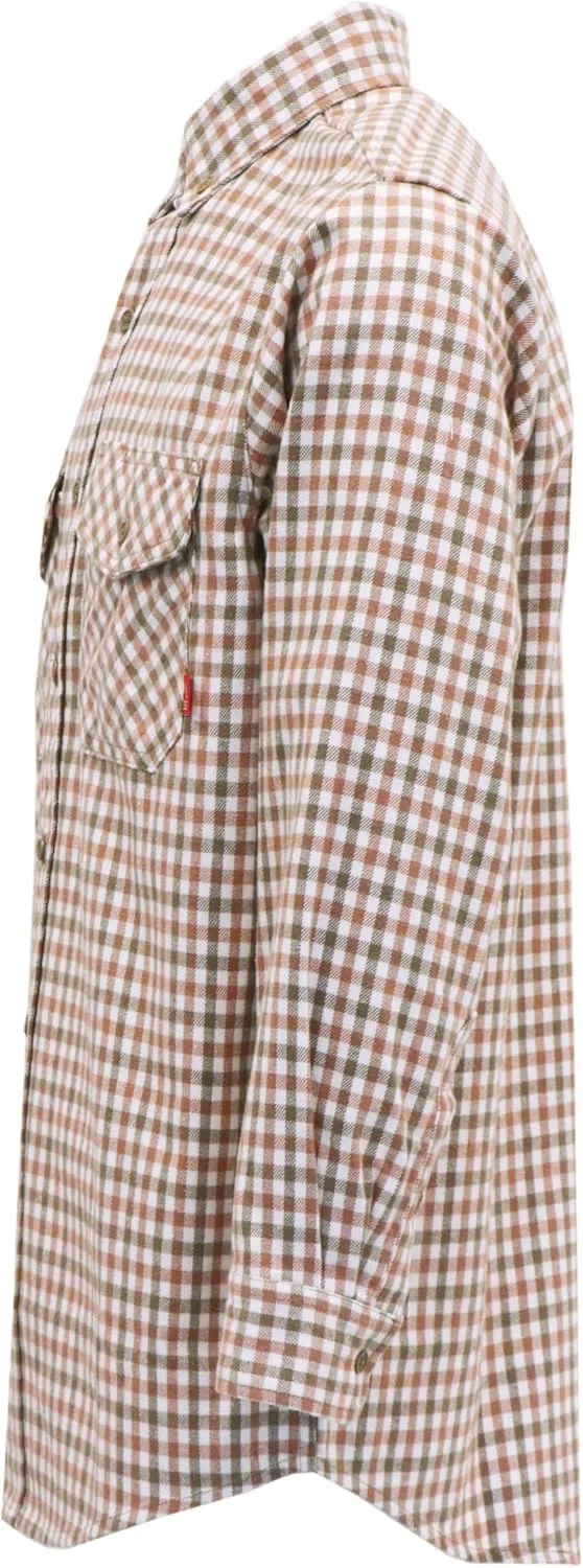 TICOMELA FR Shirts for Men 8.5oz Flannel Plaid Heavy Weight Flame Resistant Shirts Fire Retardant Welding Jacket