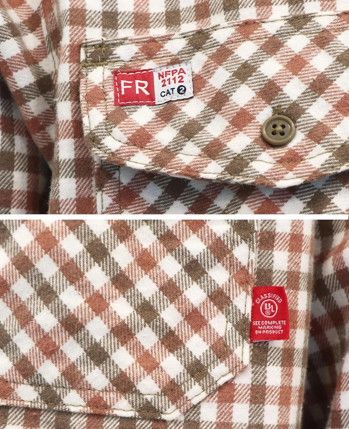 TICOMELA FR Shirts for Men 8.5oz Flannel Plaid Heavy Weight Flame Resistant Shirts Fire Retardant Welding Jacket