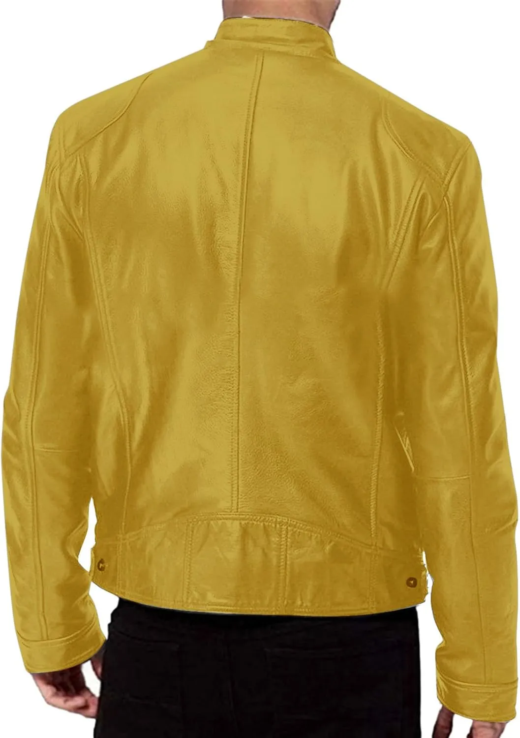 Vintage Jacket for Men Leather Biker Cowboy Casual Collar Zip Up RetroVarsity Coat Motorcycle Lightweight Sweatshirts