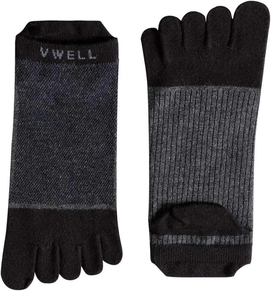 VWELL Cotton Toe Socks Five Finger Socks No Show Crew Athletic Running Socks 4 Pairs,Size 7-11