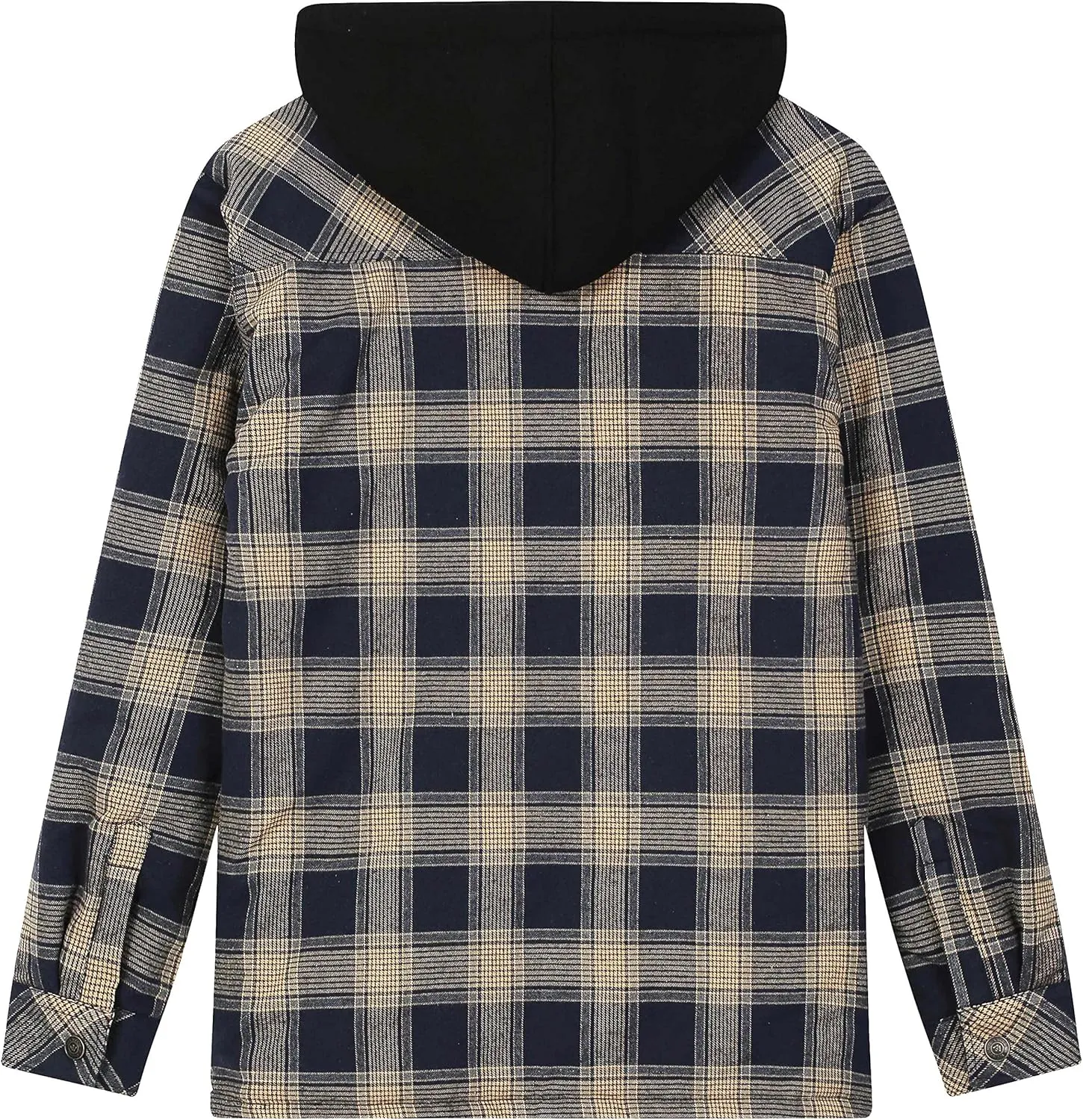 WenVen Men's Thicken Plaid Flannel Quilted Shirts Jacket with Removable Hood